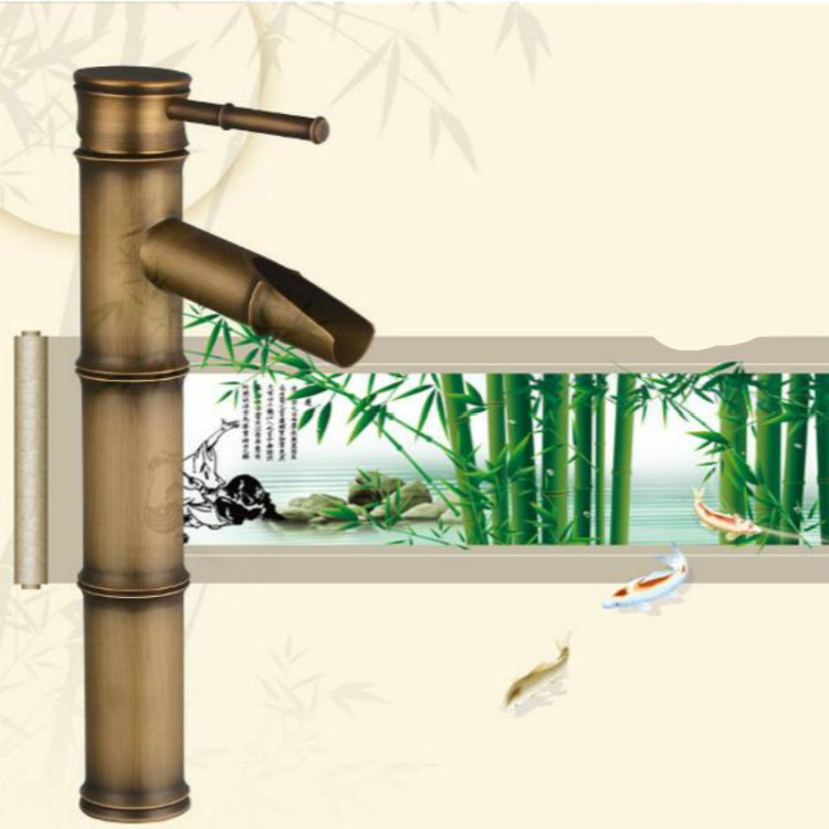 Antique Retro Hot Cold Water Bathroom Counter Basin Bamboo Waterfall Basin Copper Faucet, Specifications:Early 2 Knots by bashfashion