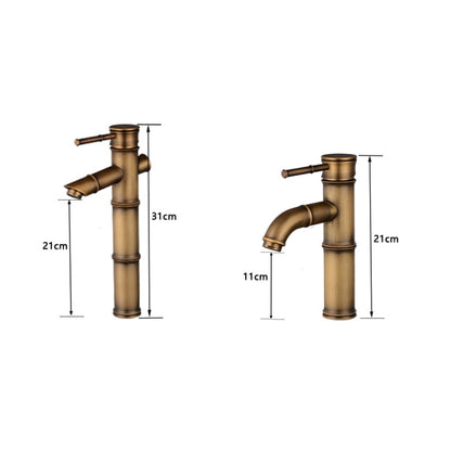 Antique Retro Hot Cold Water Bathroom Counter Basin Bamboo Waterfall Basin Copper Faucet, Specifications:Early 3 Knots by bashfashion