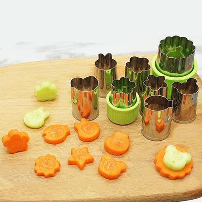 8 in 1 Stainless Steel Biscuit Mold Set Printing Vegetable Fruit Cutting Embossing Mold 1 Big 7 Small Green by bashfashion