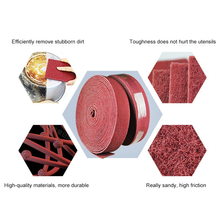 Nylon Emery Scouring Pad Stainless Steel Rust Polishing Kitchen Dish Cleaning Rag, Size:9 cm x 20 m(Red Brown) by bashfashion