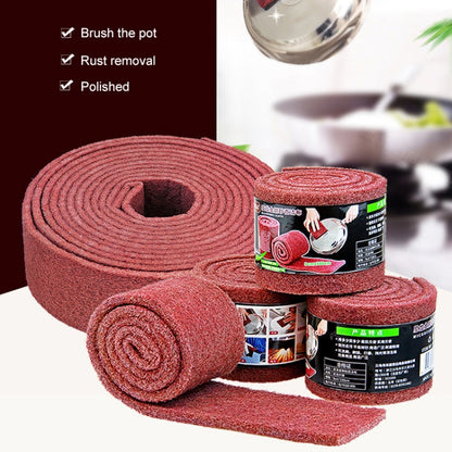 Nylon Emery Scouring Pad Stainless Steel Rust Polishing Kitchen Dish Cleaning Rag, Size:9 cm x 20 m(Red Brown) by bashfashion
