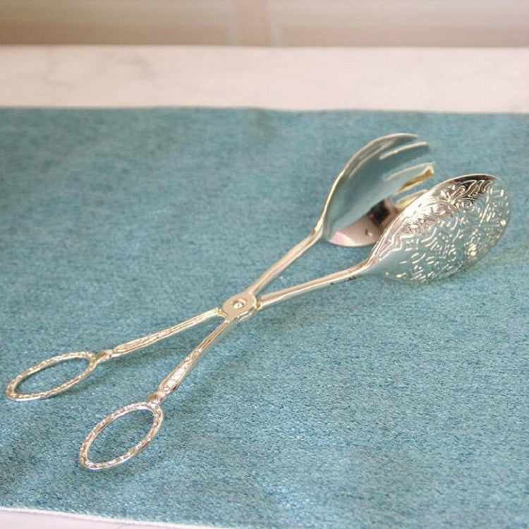 Retro Zinc Alloy Cutlery Cake Fruit Dessert Salad Clip(Round Head Silver Clip) by bashfashion