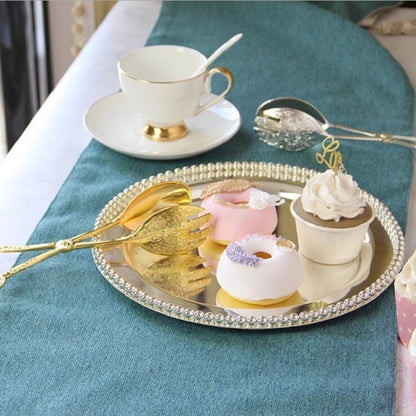 Retro Zinc Alloy Cutlery Cake Fruit Dessert Salad Clip(Round Head Gold Clip) by bashfashion