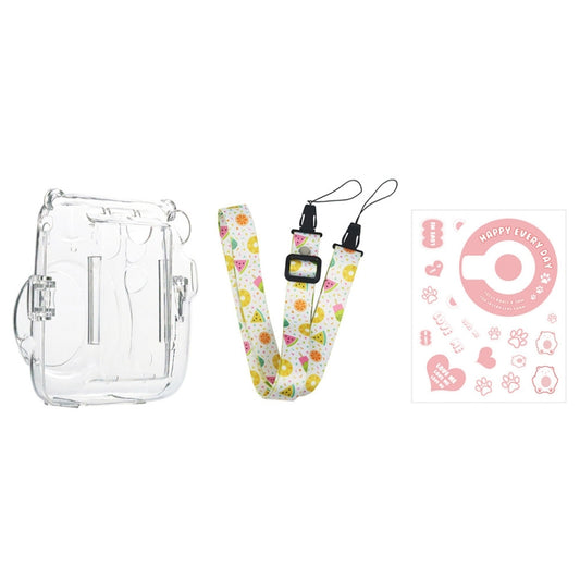 For Fujifilm Instax Mini 11 5sets Storage Case + Shoulder Strap + Sticker 3 In 1 Set(Set 2) by bashfashion