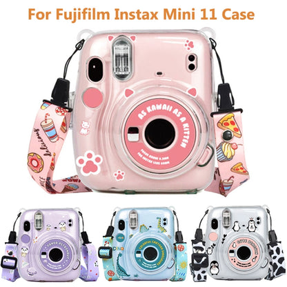 For Fujifilm Instax Mini 11 5sets Storage Case + Shoulder Strap + Sticker 3 In 1 Set(Set 7) by bashfashion
