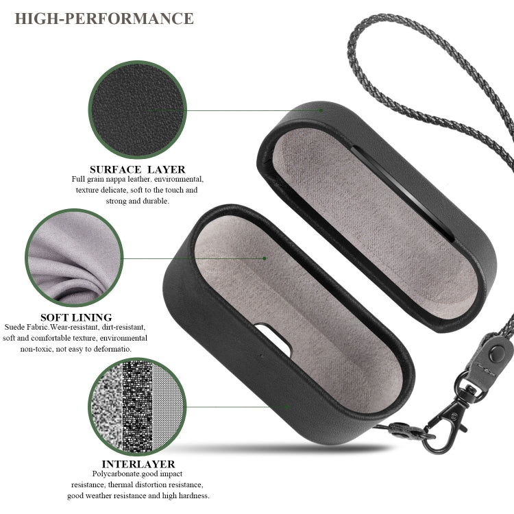 Wireless Earphone Protective Shell Leather Case Split Storage Box For Airpods Pro(Black) by bashfashion