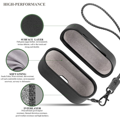 Wireless Earphone Protective Shell Leather Case Split Storage Box For Airpods Pro(Black) by bashfashion