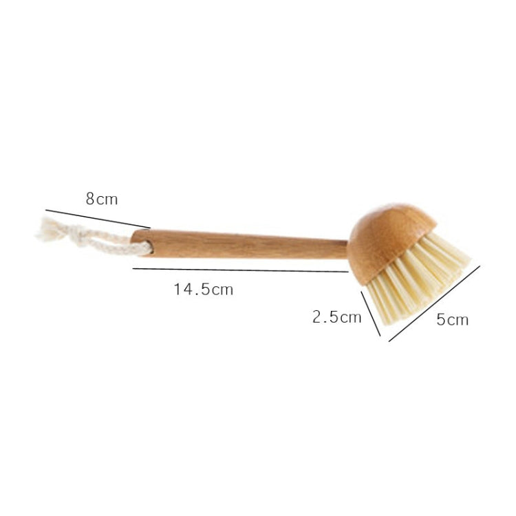 Home Kitchen Wooden Non-sticky Oil Washing Pot Brush Long Handle Dish Brush by bashfashion