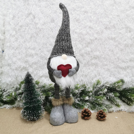 Christmas Decorations Stretch Knitted Faceless Doll Standing Figure Santa Claus Doll Ornaments(Gray) by bashfashion