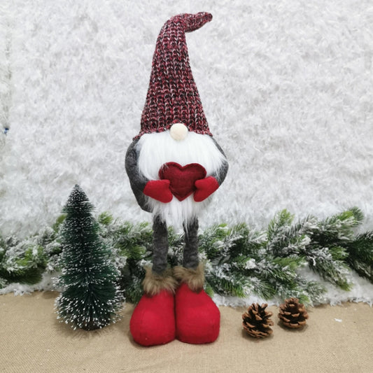 Christmas Decorations Stretch Knitted Faceless Doll Standing Figure Santa Claus Doll Ornaments(Red) by bashfashion