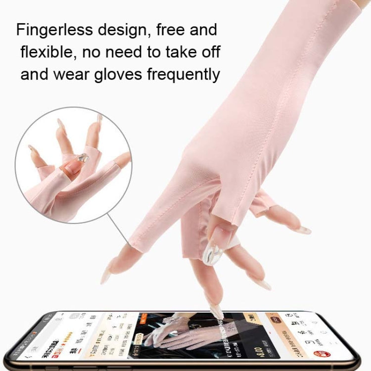 Ladies Sunscreen Gloves Half Finger Ice Silk Gloves,Style: Cent Finger(Deep Gray) by bashfashion