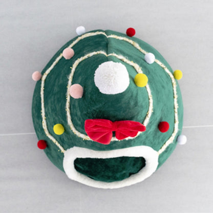 Three-dimensional Sponge Christmas Hat Shaped Pet Bed Nest Warmth Supplies, Size:Medium 45x55cm(Green) by bashfashion