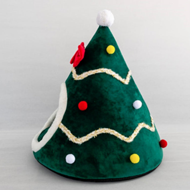 Three-dimensional Sponge Christmas Hat Shaped Pet Bed Nest Warmth Supplies, Size:Medium 45x55cm(Green) by bashfashion