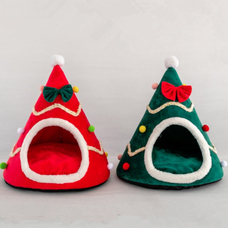 Three-dimensional Sponge Christmas Hat Shaped Pet Bed Nest Warmth Supplies, Size:Medium 45x55cm(Red) by bashfashion