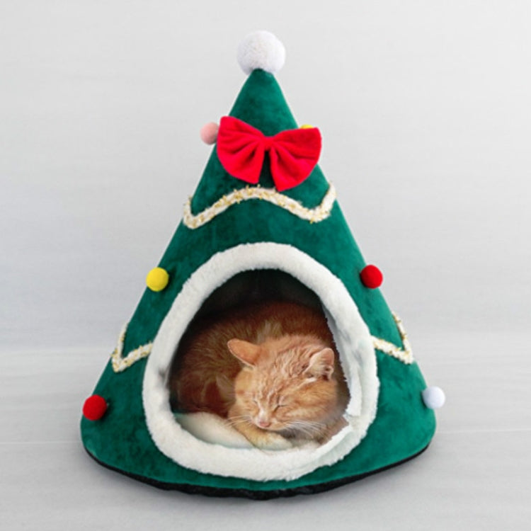 Three-dimensional Sponge Christmas Hat Shaped Pet Bed Nest Warmth Supplies, Size:Large 55x65cm(Green) by bashfashion