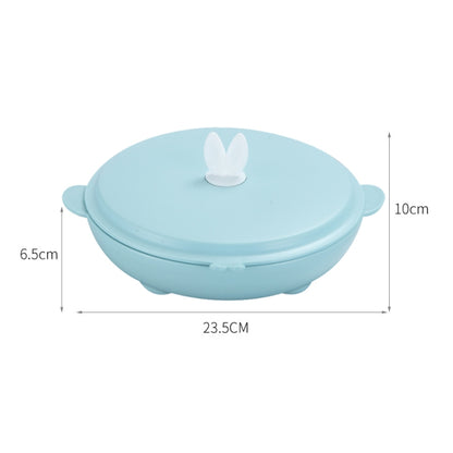 Stainless Steel Baby Dinner Plate Cartoon Rabbit Ears Shape Lattice Student Tableware Infant Food Supplement Training Rice Bowl Fast Food Plate(Blue) by bashfashion