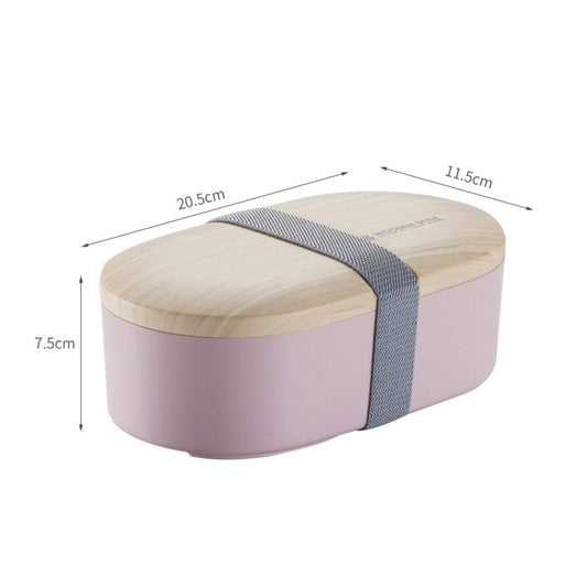 Oval Simple Lunch Box Wooden Sushi Sealed Leak-proof Lunch Box with Cutlery(Pink) by bashfashion