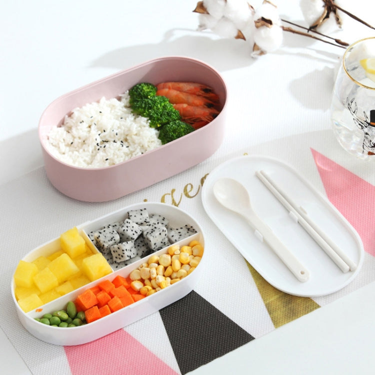 Oval Simple Lunch Box Wooden Sushi Sealed Leak-proof Lunch Box with Cutlery(Pink) by bashfashion