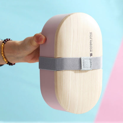 Oval Simple Lunch Box Wooden Sushi Sealed Leak-proof Lunch Box with Cutlery(White) by bashfashion