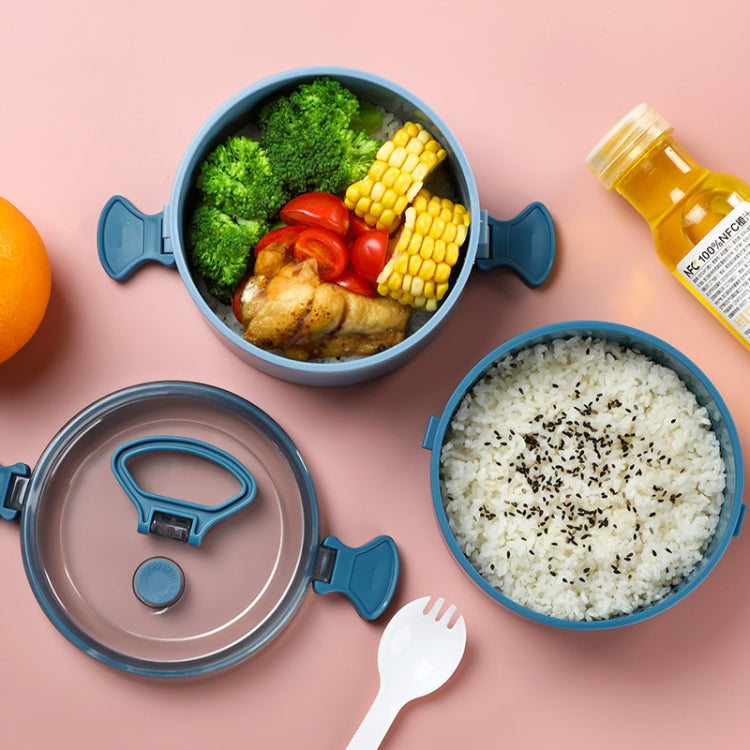 Round Portable Insulation Partitioned Lunch Box Student Office Workers Heated Microwave Oven Bento Box, Style:Single Layer(Red) by bashfashion