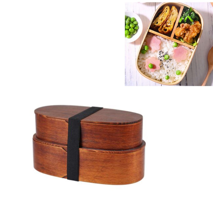 Wood Environmental Protection Tableware Portable Lunch Box Bento Box, Style:Double Layer(Paint Color) by bashfashion