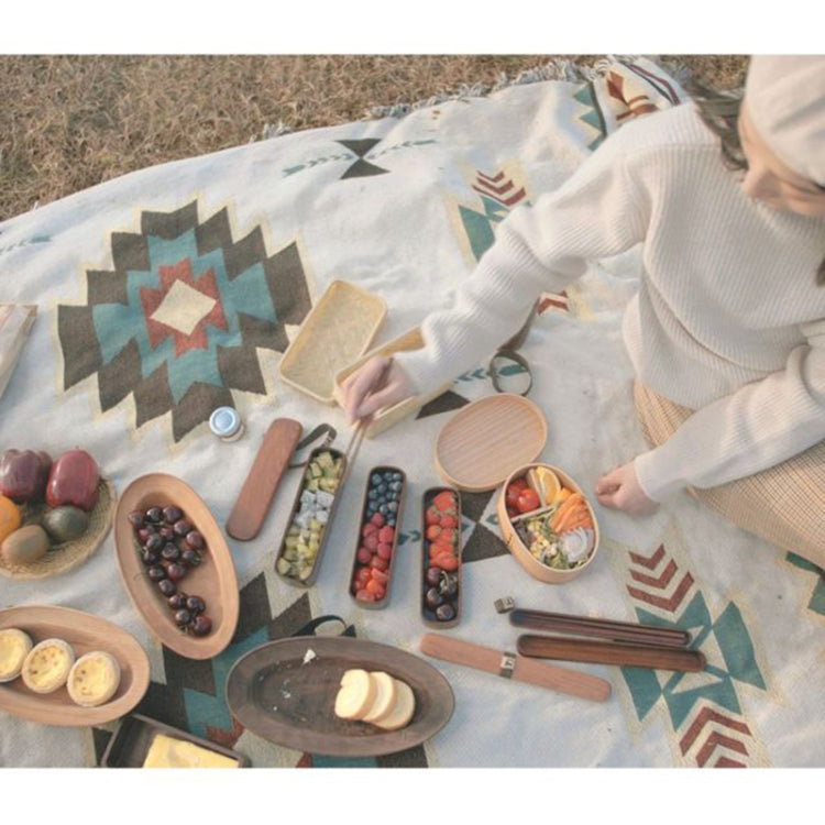 Wood Environmental Protection Tableware Portable Lunch Box Bento Box, Style:Double Layer(Paint Color) by bashfashion
