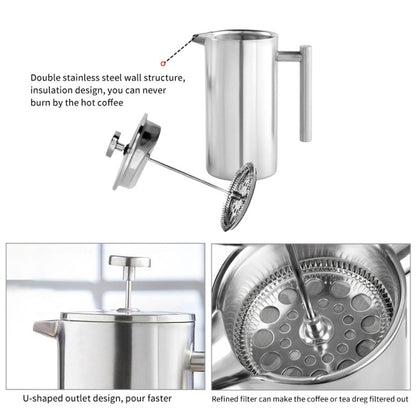 304 Stainless Steel French Pressure Coffee Pot Hand Made Tea Pot, Capacity:1000ml by bashfashion