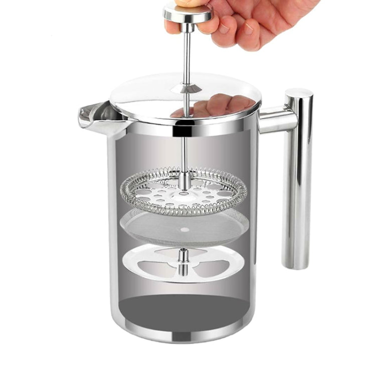 304 Stainless Steel French Pressure Coffee Pot Hand Made Tea Pot, Capacity:1000ml by bashfashion