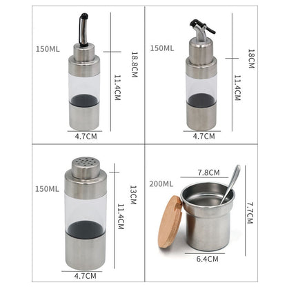 Wooden Creative Seasoning Jar Set Kitchen Rack(Round) by bashfashion