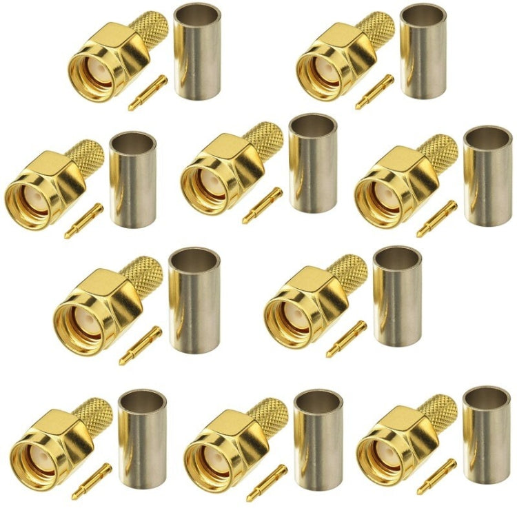 10pcs SMA Male Plug Connector Crimp For RG58 / LMR195 / RG142 / RG400 by bashfashion