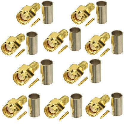 10pcs SMA Male Plug Connector Crimp For RG58 / LMR195 / RG142 / RG400 by bashfashion