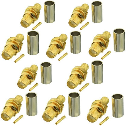 10pcs SMA Female Plug Connector Crimp For RG58 / LMR195 / RG142 / RG400 by bashfashion