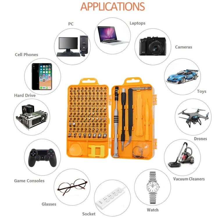 110 in 1 Watch Mobile Phone Disassembly Maintenance Tool Multi-function Chrome Vanadium Steel Screwdriver Set(Yellow) by bashfashion