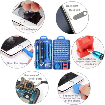 110 in 1 Watch Mobile Phone Disassembly Maintenance Tool Multi-function Chrome Vanadium Steel Screwdriver Set(Blue) by bashfashion