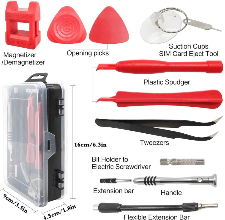110 in 1 Watch Mobile Phone Disassembly Maintenance Tool Multi-function Chrome Vanadium Steel Screwdriver Set(Black Red) by bashfashion