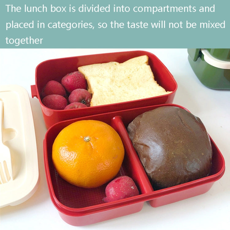 Cute Rabbit Double Layer Plastic Lunch Box Large Capacity Portable Lunch Box, Style: Small Red by bashfashion