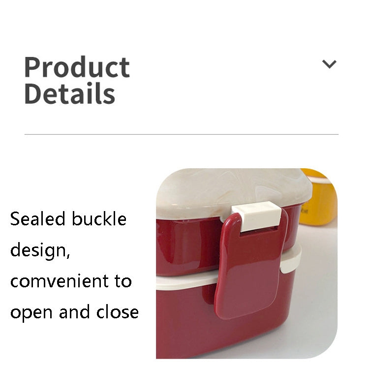 Cute Rabbit Double Layer Plastic Lunch Box Large Capacity Portable Lunch Box, Style: Small Red by bashfashion