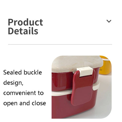 Cute Rabbit Double Layer Plastic Lunch Box Large Capacity Portable Lunch Box, Style: Small Red by bashfashion