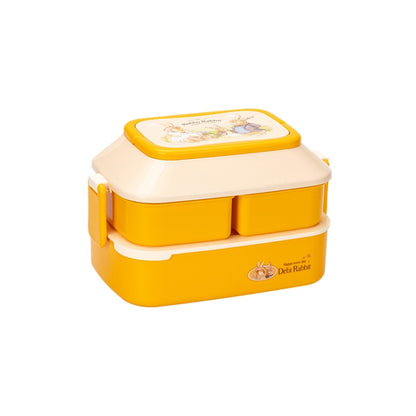 Cute Rabbit Double Layer Plastic Lunch Box Large Capacity Portable Lunch Box, Style: Large Yellow by bashfashion