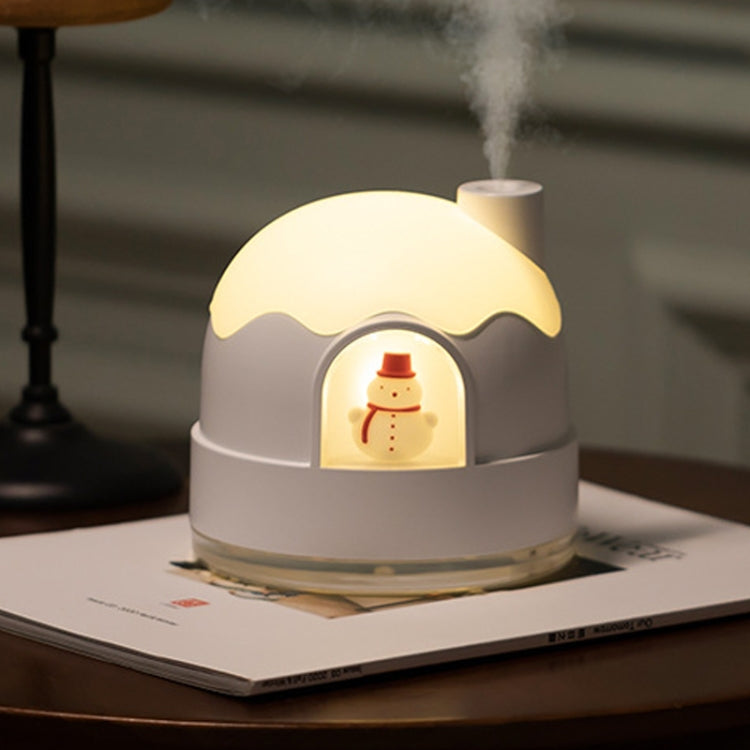 ZAY-H006 Plug-in Snowman Humidifier Night Light USB Mute Cute Desktop Air Mini Atomizer Air Humidifier(White) by bashfashion