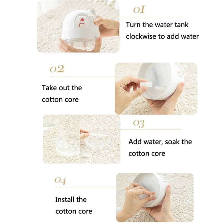 ZAY-H006 Plug-in Snowman Humidifier Night Light USB Mute Cute Desktop Air Mini Atomizer Air Humidifier(White) by bashfashion