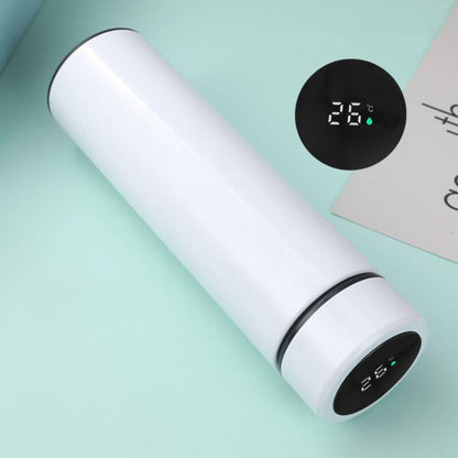 Smart Temperature Display 304 Stainless Steel Vacuum Flask Creative Business Cup For Male And Female Students, Style:High-quality(White) by bashfashion