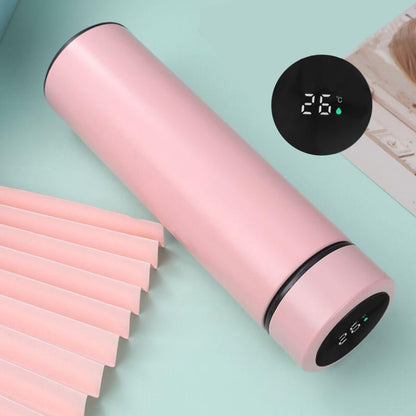 Smart Temperature Display 304 Stainless Steel Vacuum Flask Creative Business Cup For Male And Female Students, Style:High-quality(Pink) by bashfashion