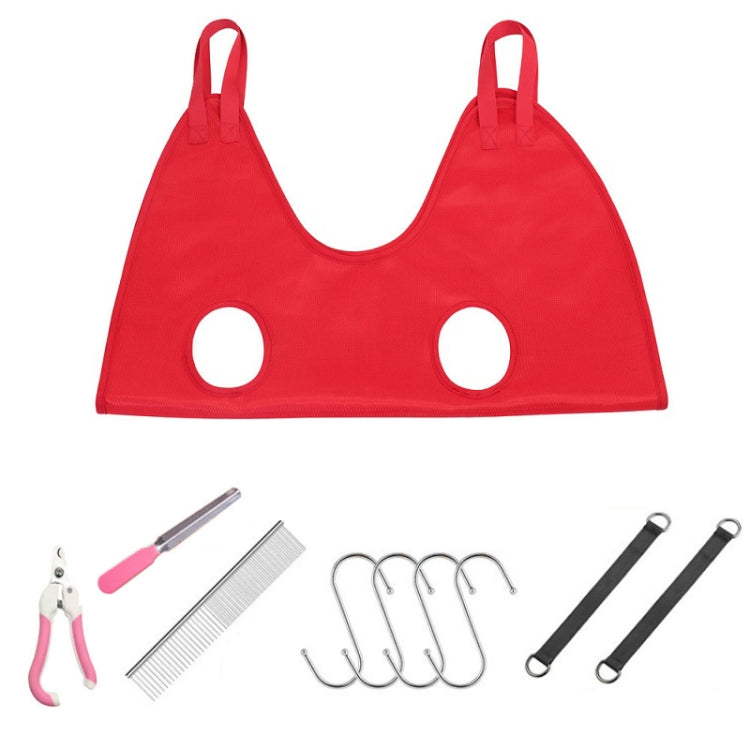 Small & Medium Pet Grooming Polyester Hanging Hammock With Trimming Tool, Size:S(Red) by bashfashion