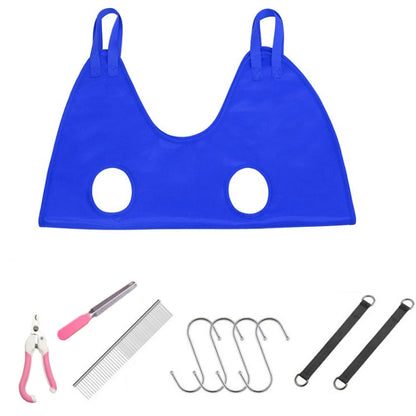 Small & Medium Pet Grooming Polyester Hanging Hammock With Trimming Tool, Size:L(Blue) by bashfashion