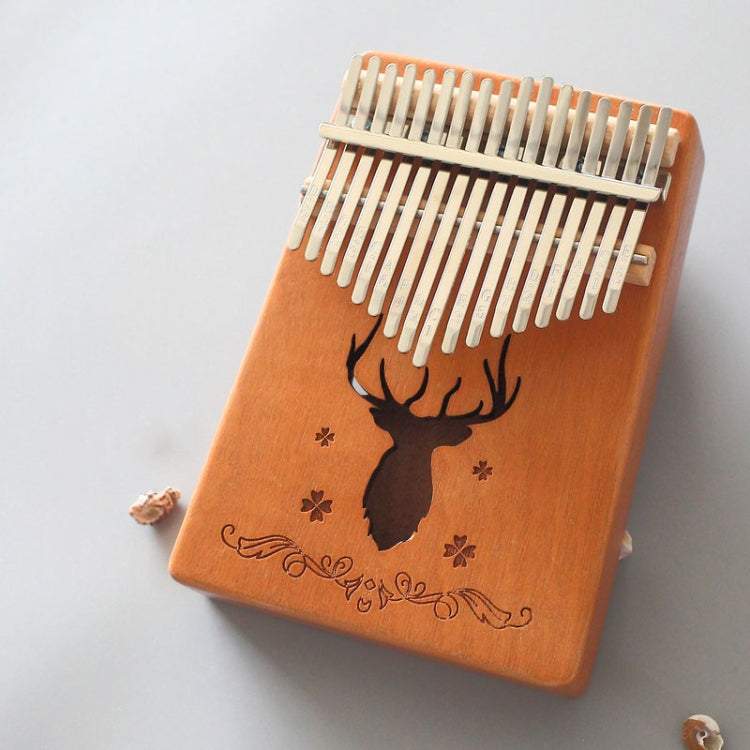 17-tone Kalimba Portable Thumb Piano, Style:Mahogany-Classic Deer by bashfashion