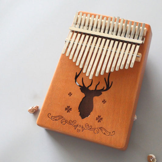 17-tone Kalimba Portable Thumb Piano, Style:Mahogany-Classic Deer by bashfashion
