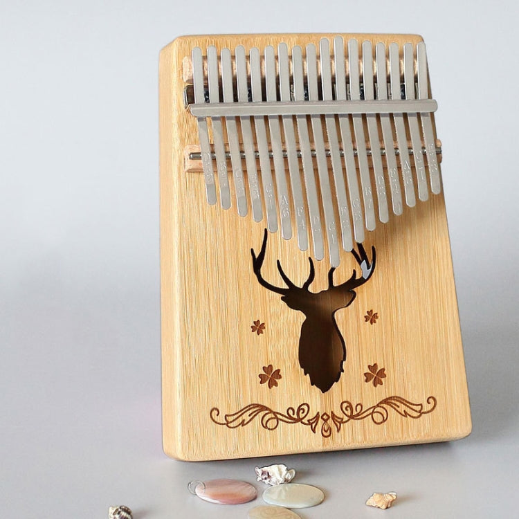 17-tone Kalimba Portable Thumb Piano, Style:Bamboo-Classic Deer by bashfashion