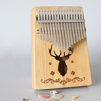 17-tone Kalimba Portable Thumb Piano, Style:Bamboo-Classic Deer by bashfashion