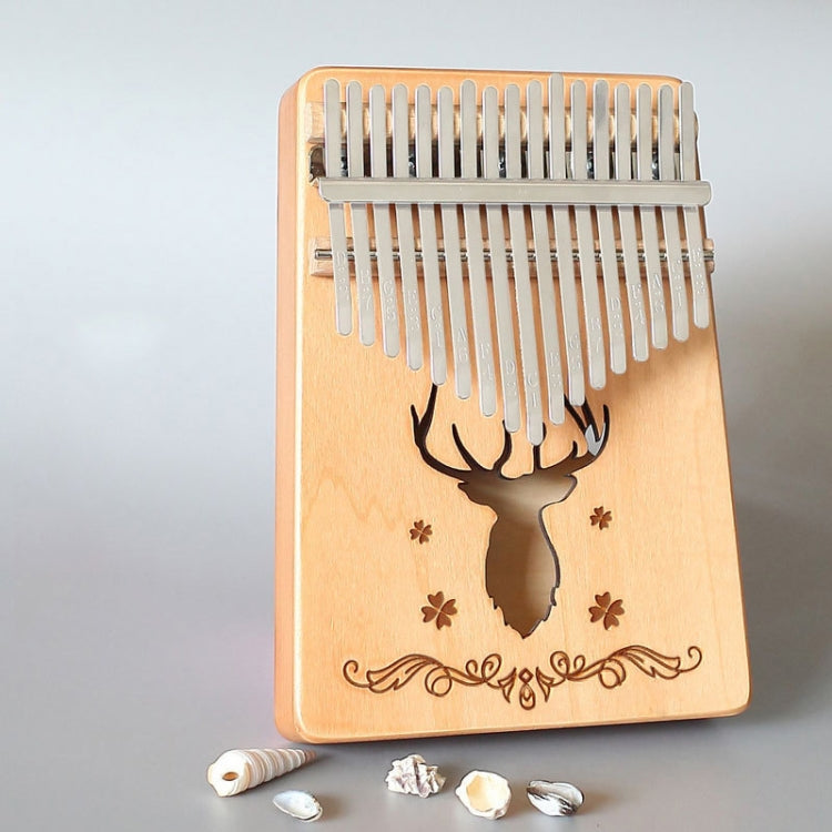 17-tone Kalimba Portable Thumb Piano, Style:Spruce-Classic Deer by bashfashion